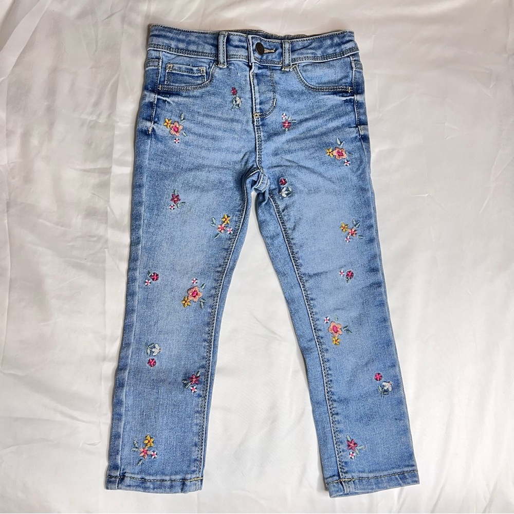 4T Embroidered Floral Jeans